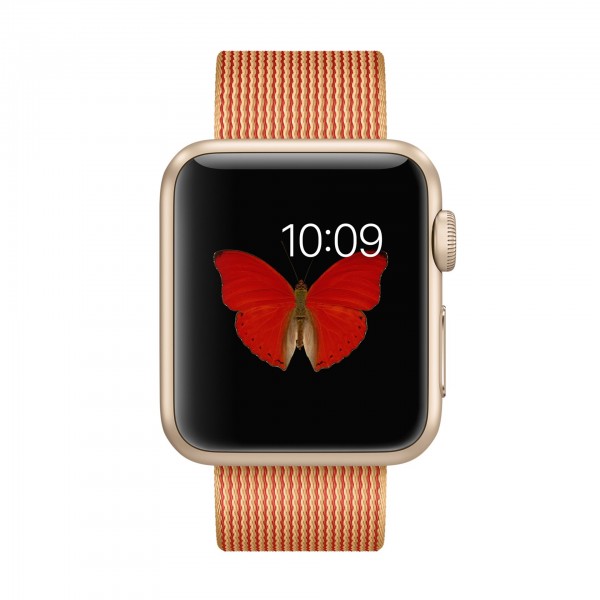 Apple Watch Sport (38 mm) Altın Rengi Alüminyum Kasa ve Naylon Örme Altın/Kırmızı Kordon Akıllı Saat — ürün görseli 2