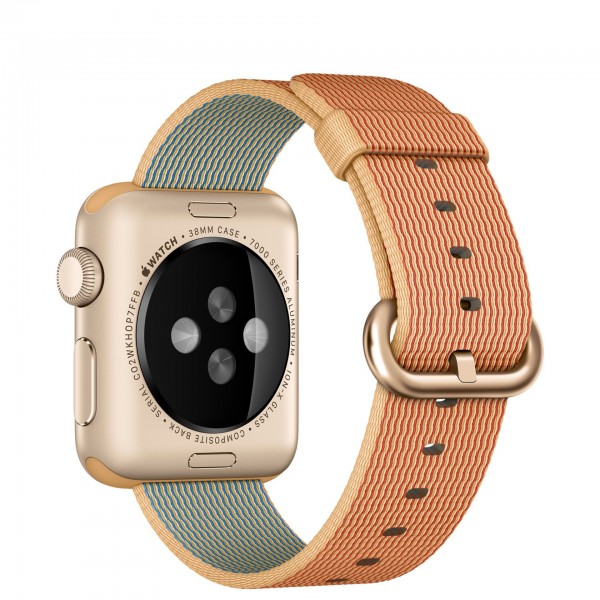 Apple Watch Sport (38 mm) Altın Rengi Alüminyum Kasa ve Naylon Örme Altın/Kırmızı Kordon Akıllı Saat — ürün görseli 4