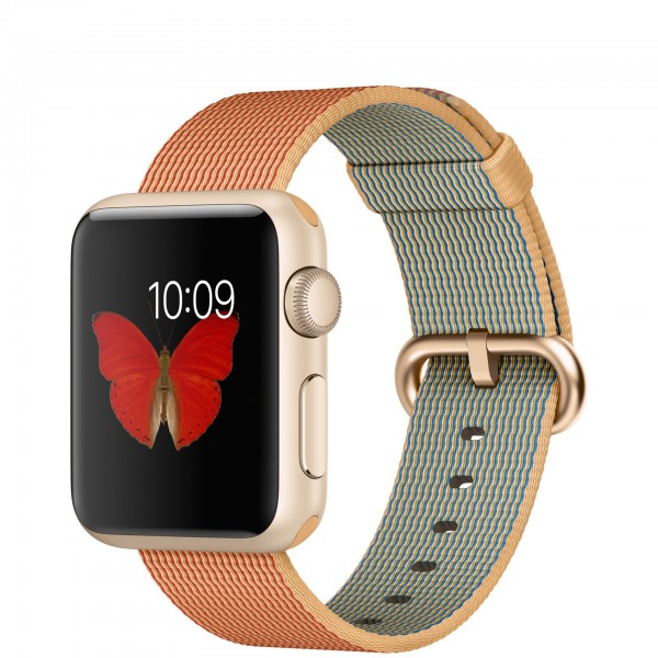 Apple Watch Sport (38 mm) Altın Rengi Alüminyum Kasa ve Naylon Örme Altın/Kırmızı Kordon Akıllı Saat — ürün görseli 5