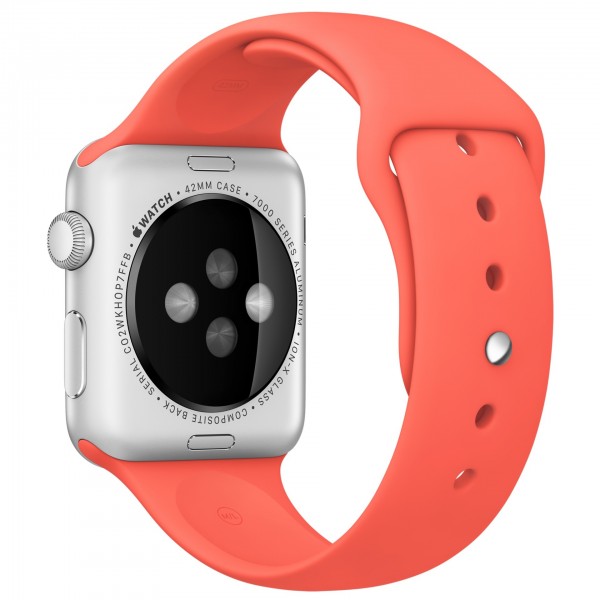 Apple Watch Sport (42 mm) Gümüş Rengi Alüminyum Kasa ve Kayısı Rengi Spor Kordon Akıllı Saat — ürün görseli 4