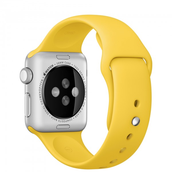 Apple Watch Sport (38 mm) Gümüş Rengi Alüminyum Kasa ve Sarı Spor Kordon Akıllı Saat — ürün görseli 4