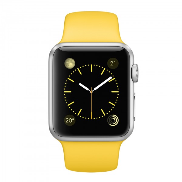 Apple Watch Sport (38 mm) Gümüş Rengi Alüminyum Kasa ve Sarı Spor Kordon Akıllı Saat — ürün görseli 2