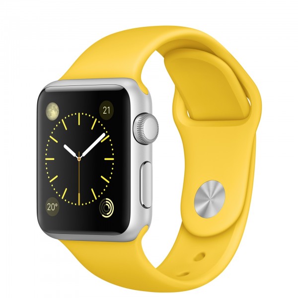 Apple Watch Sport (38 mm) Gümüş Rengi Alüminyum Kasa ve Sarı Spor Kordon Akıllı Saat — ürün görseli 5