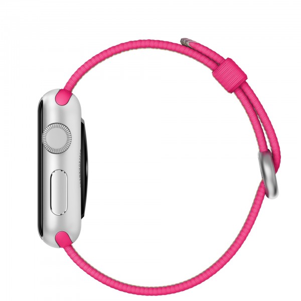 Apple Watch Sport (38 mm) Gümüş Rengi Alüminyum Kasa ve Naylon Örme Pembe Kordon Akıllı Saat — ürün görseli 3