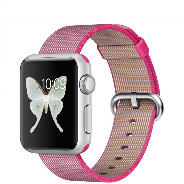 Apple Watch Sport (38 mm) Gümüş Rengi Alüminyum Kasa ve Naylon Örme Pembe Kordon Akıllı Saat — ürün görseli 5