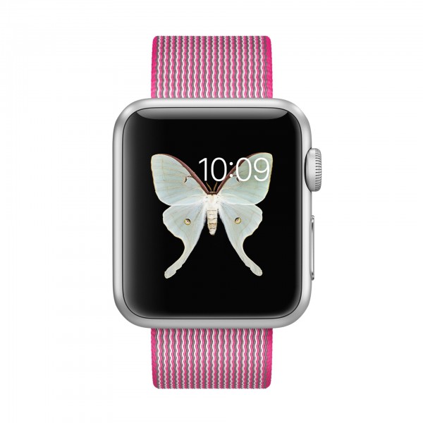 Apple Watch Sport (38 mm) Gümüş Rengi Alüminyum Kasa ve Naylon Örme Pembe Kordon Akıllı Saat — ürün görseli 2