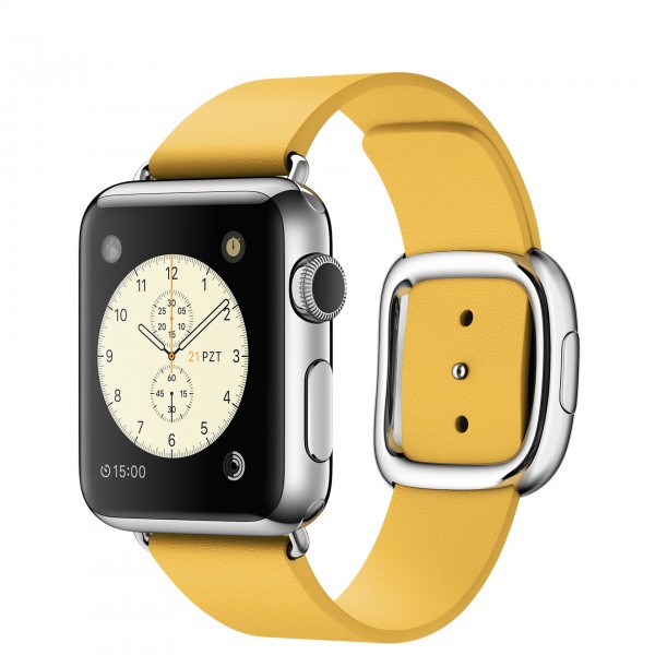 Apple Watch (38 mm) Paslanmaz Çelik Kasa ve Modern Tokalı Marigold Kayış Akıllı Saat — ürün görseli 5