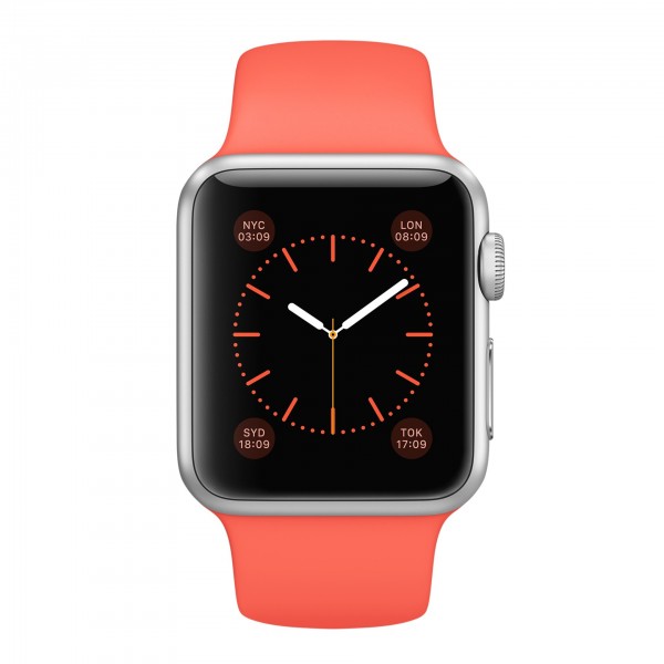 Apple Watch Sport (38 mm) Gümüş Rengi Alüminyum Kasa ve Kayısı Rengi Spor Kordon Akıllı Saat — ürün görseli 2