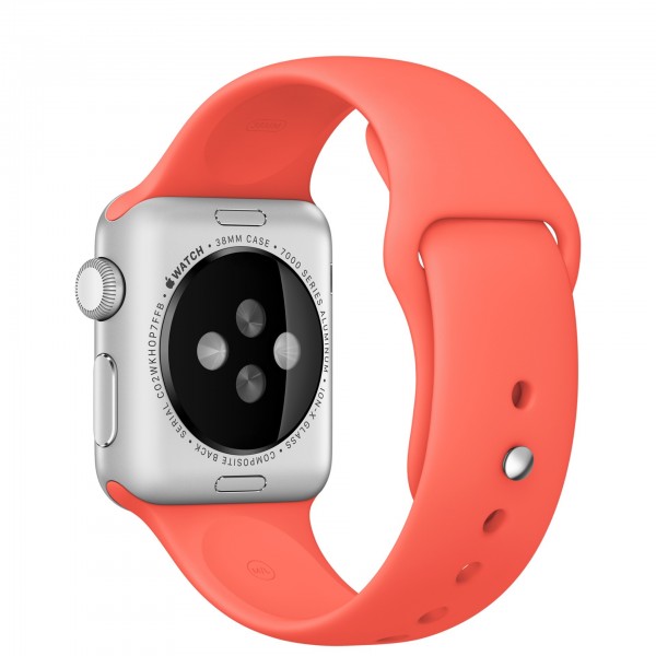 Apple Watch Sport (38 mm) Gümüş Rengi Alüminyum Kasa ve Kayısı Rengi Spor Kordon Akıllı Saat — ürün görseli 4