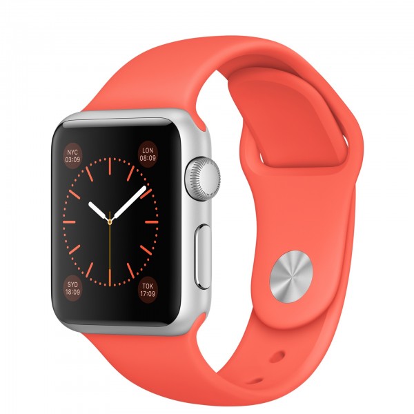Apple Watch Sport (38 mm) Gümüş Rengi Alüminyum Kasa ve Kayısı Rengi Spor Kordon Akıllı Saat — ürün görseli 5