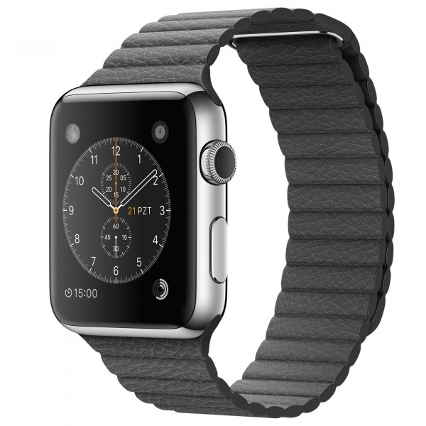 Apple Watch (42 mm) Paslanmaz Çelik Kasa ve Fırtına Grisi Deri Loop Akıllı Saat — ürün görseli 5