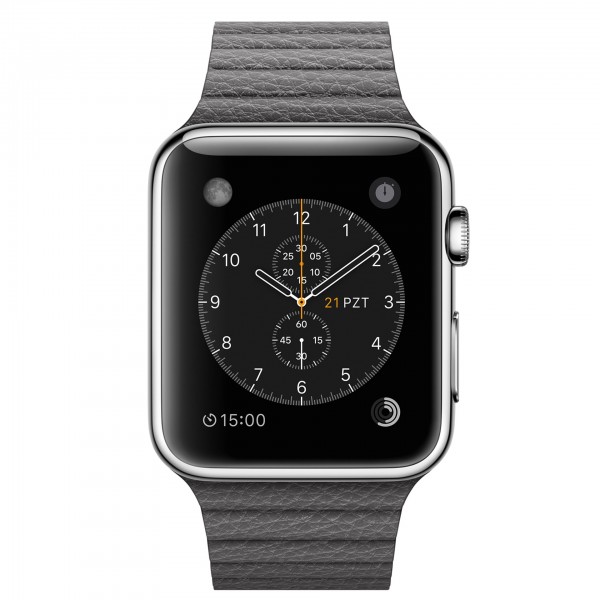 Apple Watch (42 mm) Paslanmaz Çelik Kasa ve Fırtına Grisi Deri Loop Akıllı Saat — ürün görseli 2