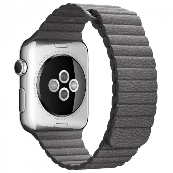 Apple Watch (42 mm) Paslanmaz Çelik Kasa ve Fırtına Grisi Deri Loop Akıllı Saat — ürün görseli 4