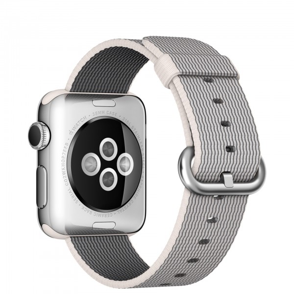 Apple Watch (38 mm) Paslanmaz Çelik Kasa ve Naylon Örme İnci Grisi Kordon Akıllı Saat — ürün görseli 4