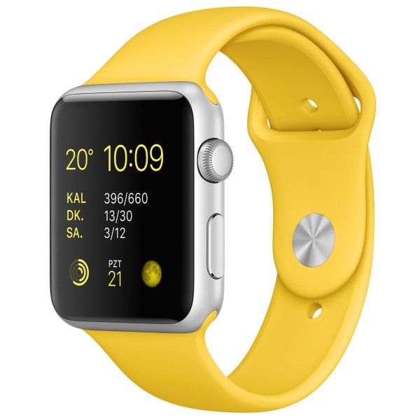 Apple Watch Sport (42 mm) Gümüş Rengi Alüminyum Kasa ve Sarı Spor Kordon Akıllı Saat — ürün görseli 5
