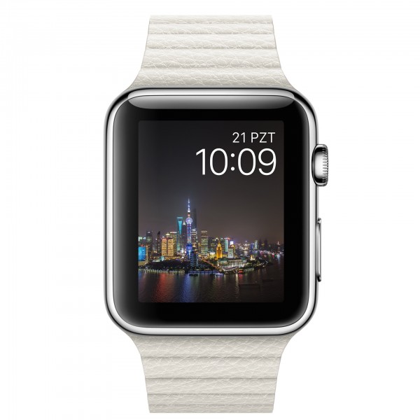 Apple Watch (42 mm) Paslanmaz Çelik Kasa ve Beyaz Deri Loop Akıllı Saat — ürün görseli 2