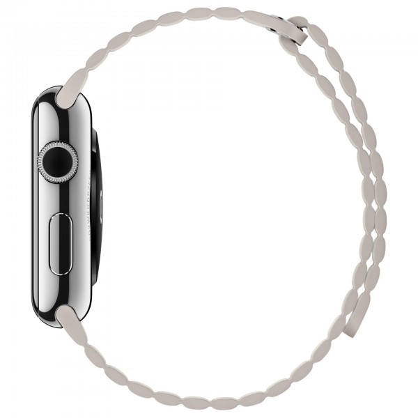 Apple Watch (42 mm) Paslanmaz Çelik Kasa ve Beyaz Deri Loop Akıllı Saat — ürün görseli 3