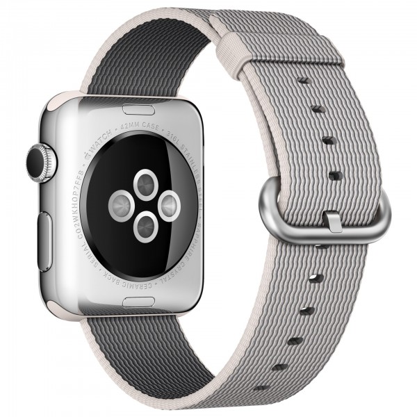 Apple Watch (42 mm) Paslanmaz Çelik Kasa ve Naylon Örme İnci Grisi Kordon Akıllı Saat — ürün görseli 4