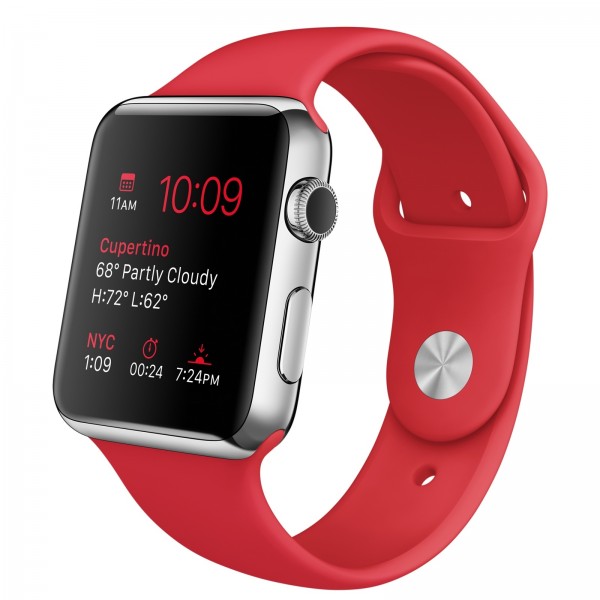 Apple Watch (42 mm) Paslanmaz Çelik Kasa ve (PRODUCT) RED Spor Kordon Akıllı Saat