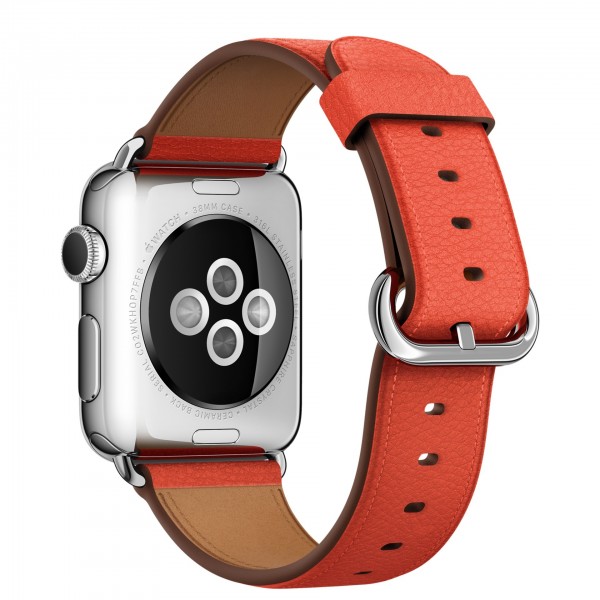Apple Watch (38 mm) Paslanmaz Çelik Kasa ve Klasik Tokalı Kırmızı Kayış Akıllı Saat — ürün görseli 4