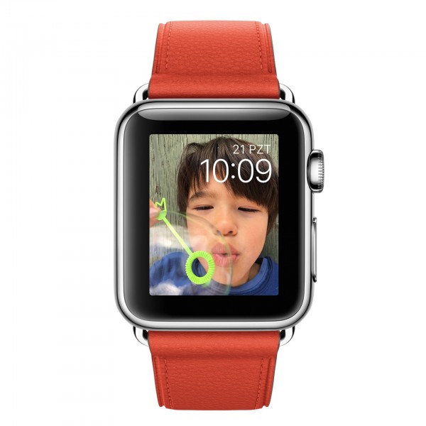 Apple Watch (38 mm) Paslanmaz Çelik Kasa ve Klasik Tokalı Kırmızı Kayış Akıllı Saat — ürün görseli 2