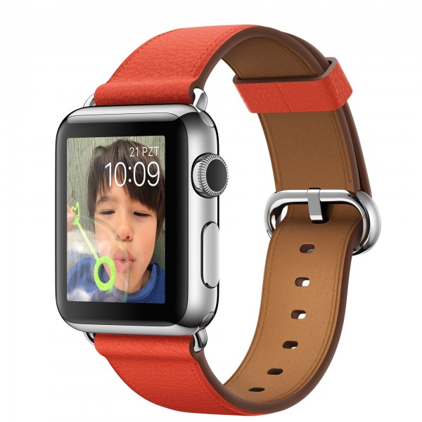 Apple Watch (38 mm) Paslanmaz Çelik Kasa ve Klasik Tokalı Kırmızı Kayış Akıllı Saat — ürün görseli 5