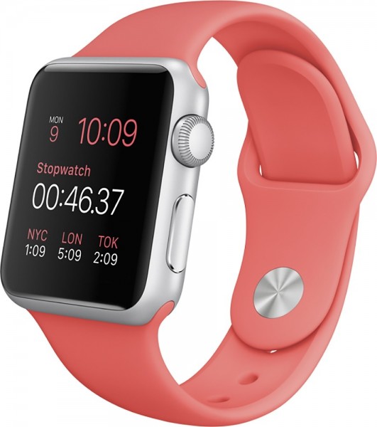 Apple Watch (38 mm) Gümüş Rengi Alüminyum Kasa Pembe Spor Kordon Akıllı Saat — ürün görseli 4