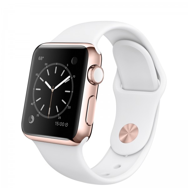 Apple Watch Edition (38 mm) 18 Ayar Roze Altın Kasa ve Beyaz Spor Kordon Akıllı Saat — ürün görseli 6