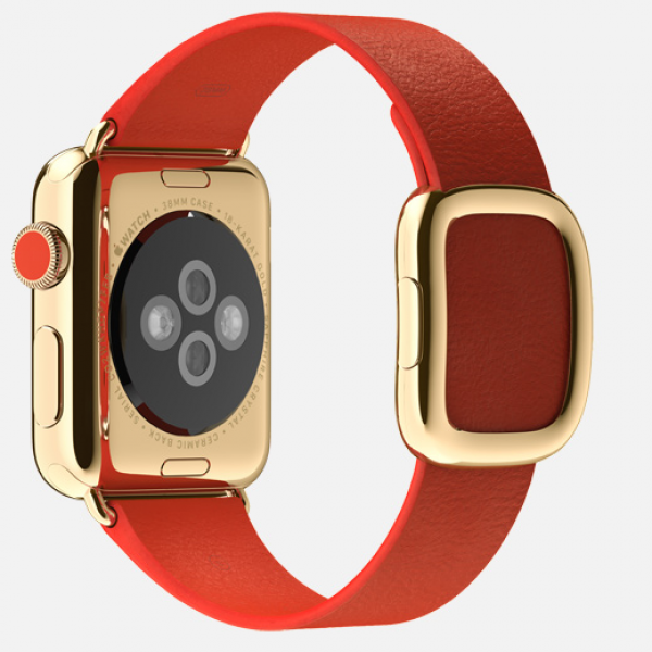 Apple Watch Edition (38 mm) 18 Ayar Sarı Altın Kasa ve Modern Tokalı Parlak Kırmızı Kayış Akıllı Saat — ürün görseli 8