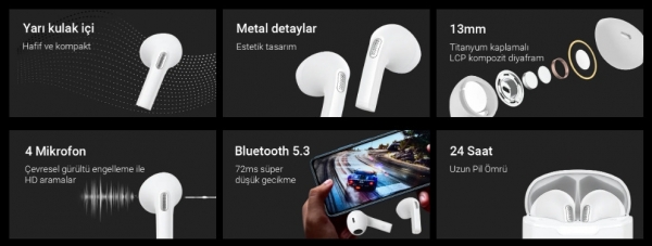 General Mobile GM Pods 3 Tam Kablosuz Kulaklık — ürün görseli 6