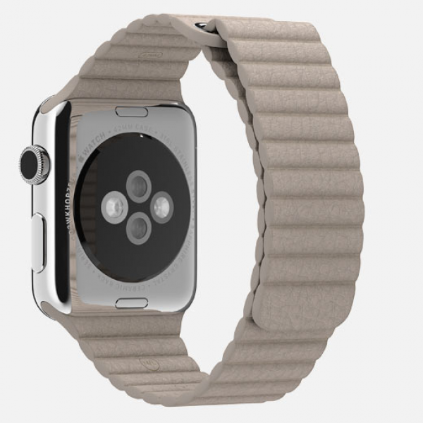 Apple Watch (42 mm) Paslanmaz Çelik Kasa ve Taş Rengi Deri Loop Akıllı Saat — ürün görseli 8