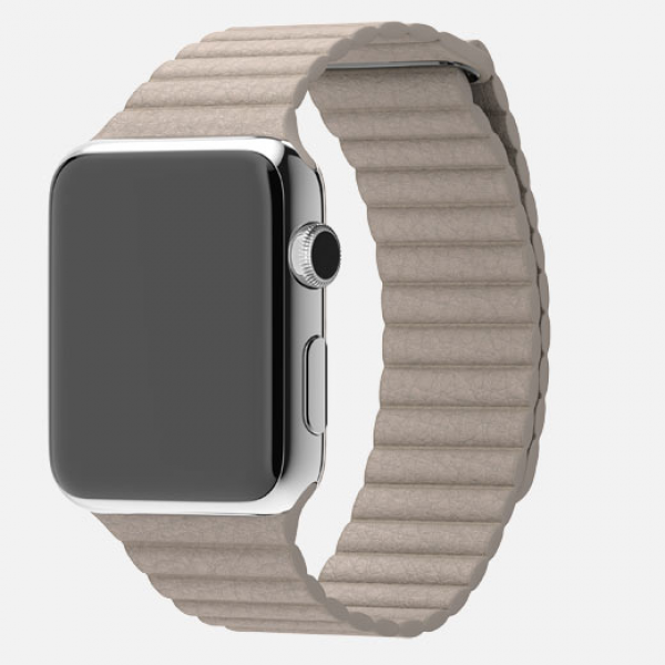 Apple Watch (42 mm) Paslanmaz Çelik Kasa ve Taş Rengi Deri Loop Akıllı Saat — ürün görseli 7