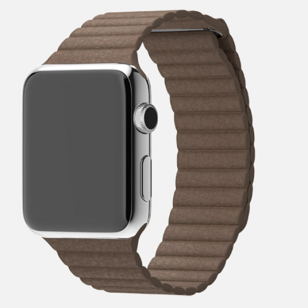 Apple Watch (42 mm) Paslanmaz Çelik Kasa ve Açık Kahverengi Deri Loop Akıllı Saat — ürün görseli 2