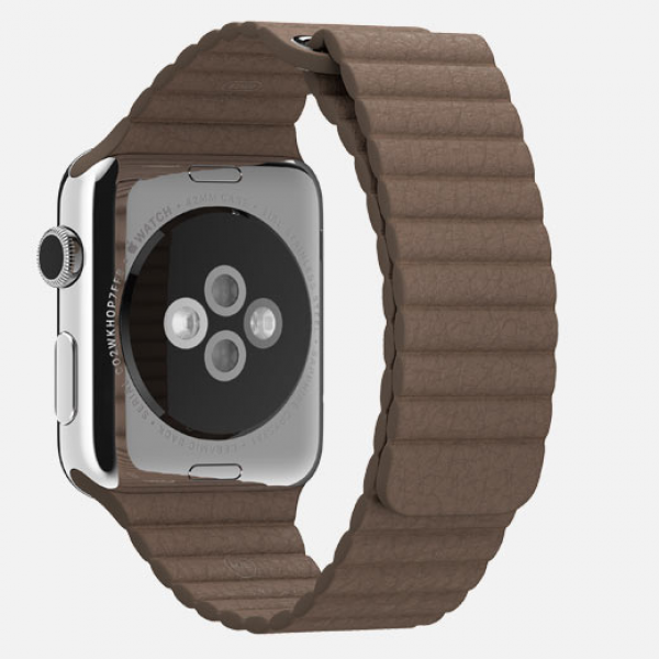 Apple Watch (42 mm) Paslanmaz Çelik Kasa ve Açık Kahverengi Deri Loop Akıllı Saat — ürün görseli 3