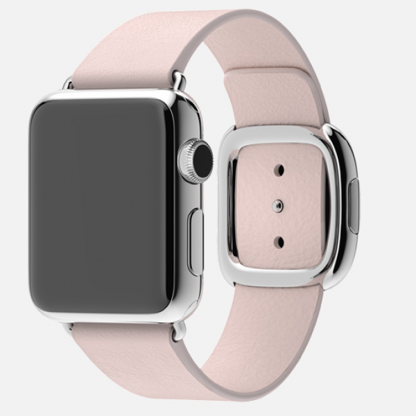 Apple Watch (38 mm) Paslanmaz Çelik Kasa ve Modern Tokalı Açık Pembe Kayış (Small) Akıllı Saat — ürün görseli 11