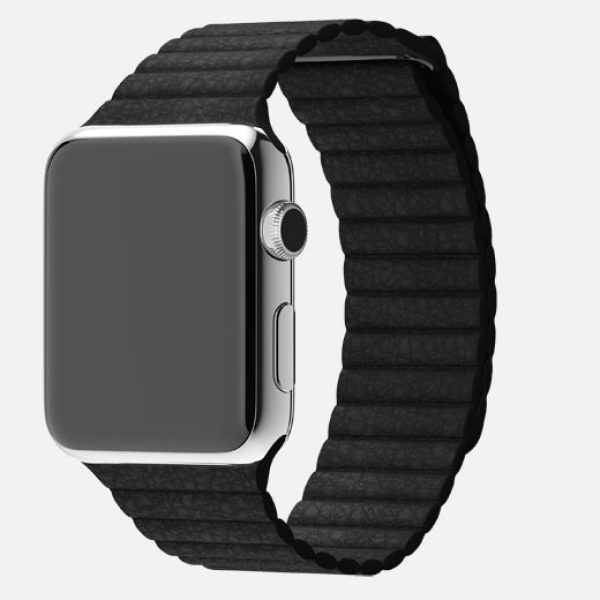 Apple Watch (42 mm) Paslanmaz Çelik Kasa ve Siyah Deri Loop Akıllı Saat — ürün görseli 2