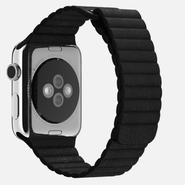 Apple Watch (42 mm) Paslanmaz Çelik Kasa ve Siyah Deri Loop Akıllı Saat — ürün görseli 3