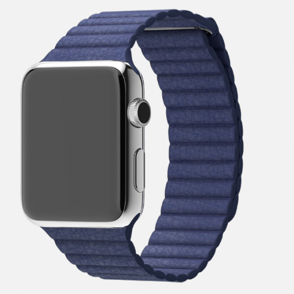 Apple Watch (42 mm) Paslanmaz Çelik Kasa ve Gece Mavisi Deri Loop Akıllı Saat — ürün görseli 8