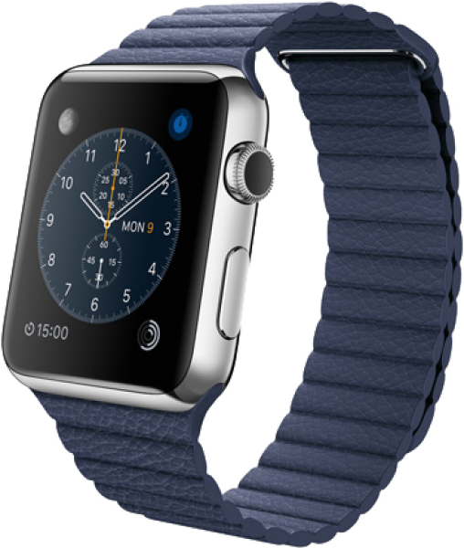 Apple Watch (42 mm) Paslanmaz Çelik Kasa ve Gece Mavisi Deri Loop Akıllı Saat — ürün görseli 6