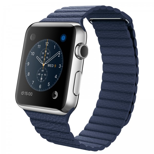 Apple Watch (42 mm) Paslanmaz Çelik Kasa ve Gece Mavisi Deri Loop Akıllı Saat — ürün görseli 7
