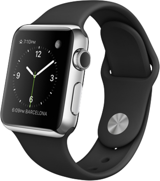 Apple Watch (38 mm) Paslanmaz Çelik Kasa ve Siyah Spor Kordon Akıllı Saat — ürün görseli 2