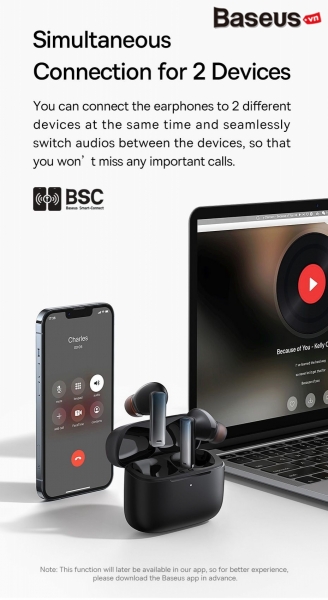 Baseus Bowie M2 Tam Kablosuz Kulaklık (BS-EAR-M2) — ürün görseli 7
